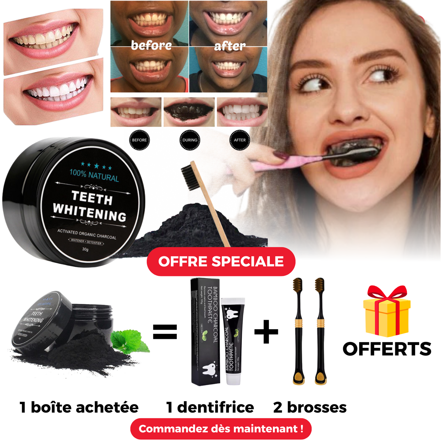 Poudre de charbon actif - Blanchissant